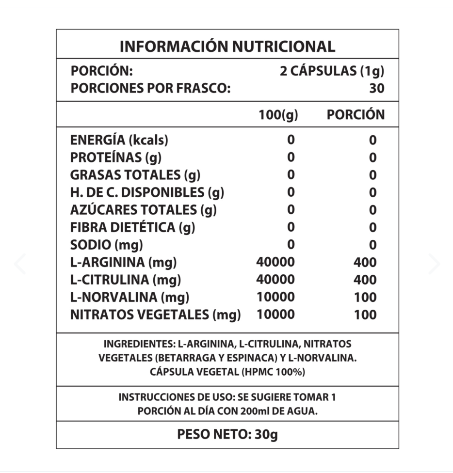 ÓXIDO NÍTRICO - Suplemento Premium 1000 mg