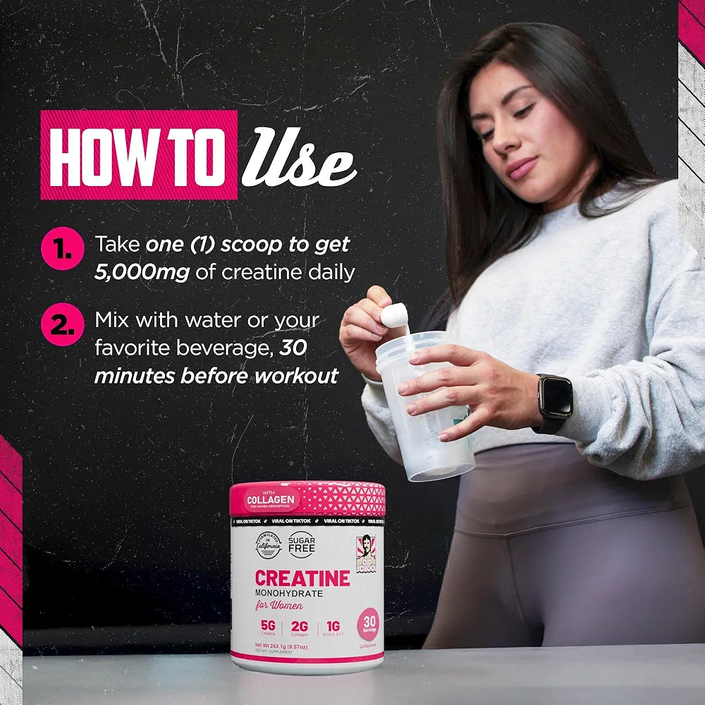 CREATINE MONOHYDRATADA ORIGINAL PARA MUJERES 5 EN 1 (+COLAGENO) + ENVIO GRATIS 🎁